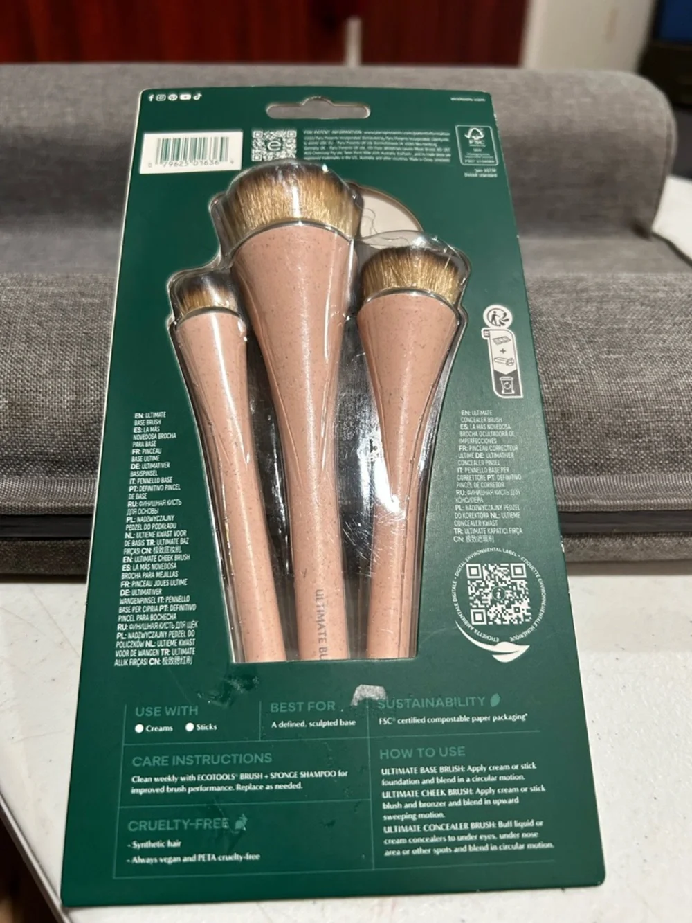 ecotools 360° Ultimate Face Brush Set - Pink Handles, Brown Bristles